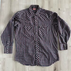 ely plains plaid western button down